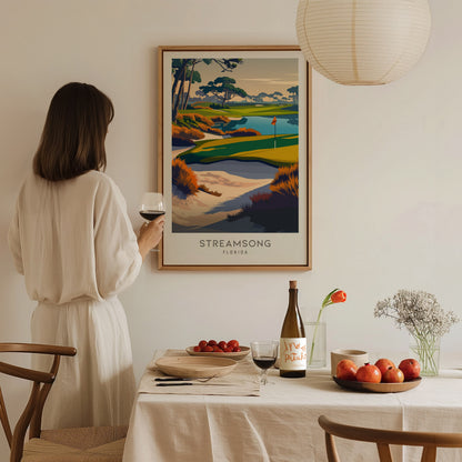 Streamsong Matte Border Poster | Florida Golf Course Print & Country Club Decor — styled in a modern interior