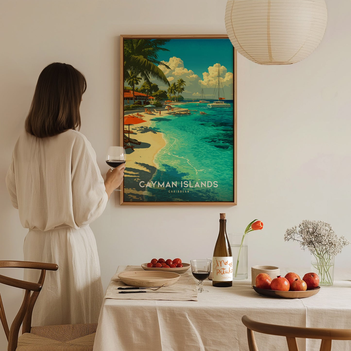 Cayman Islands Poster | Caribbean Beach Tropical Travel Print Wall Art | Framed or Unframed