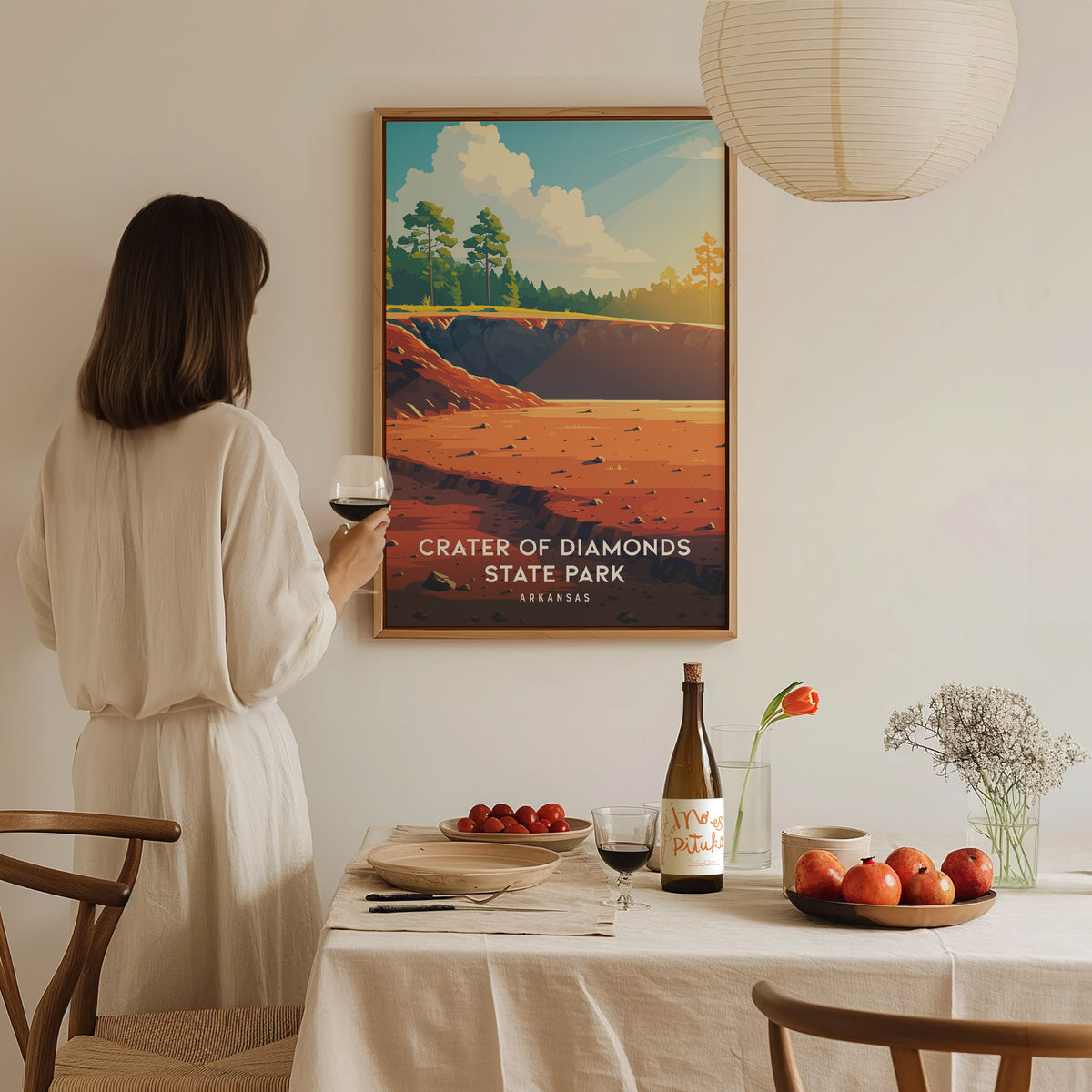 Crater of Diamonds State Park, Arkansas Poster | Gem Mining Adventure Vacation Wall Art — styled in a modern interior