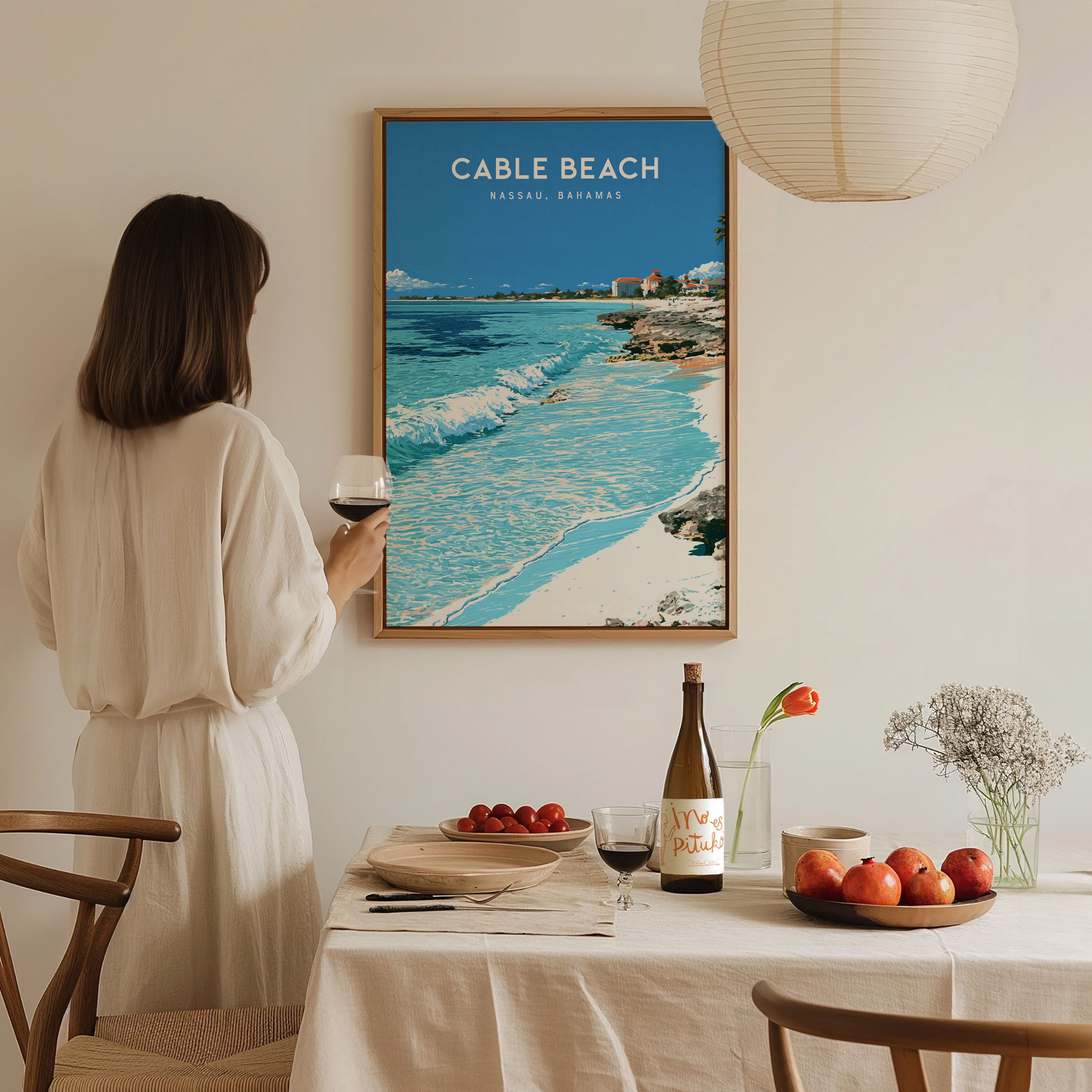 Cable Beach, Nassau Poster | Turquoise Tropics & Palms Island Wall