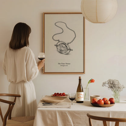 The Time-Turner Poster | Horologium Retro Pen and Ink Print | Vintage Scientific Illustration Wall Art — styled in a modern i