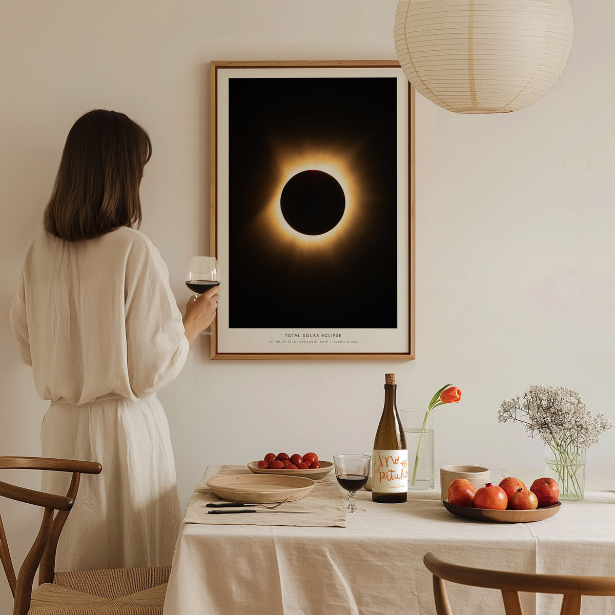 Total Solar Eclipse Poster | NASA Solar Eclipse Space Photography Wall Art — styled in a modern interior
