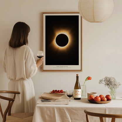 Total Solar Eclipse Poster | NASA Solar Eclipse Space Photography Wall Art — styled in a modern interior