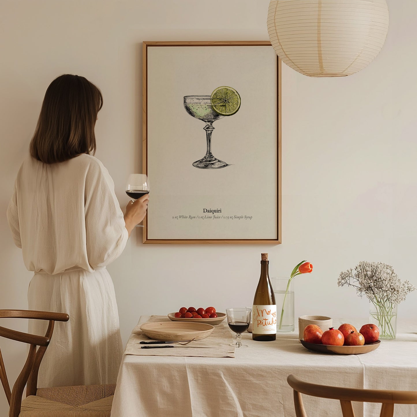 Daiquiri Poster | Vintage Cocktail Scientific Illustration Wall Art — styled in a modern interior