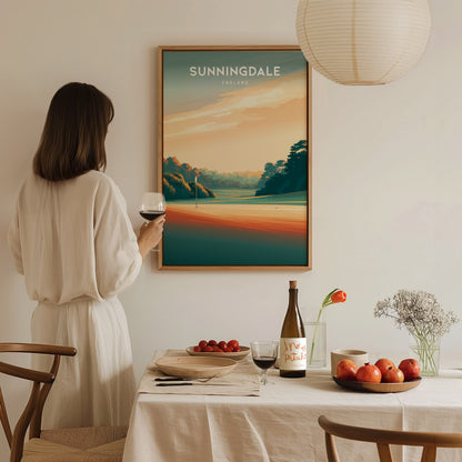 Sunningdale, England Poster | Classic Links Golfer Gift Wall Art — styled in a modern interior