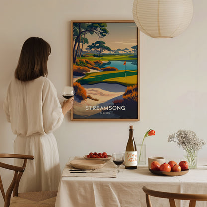 Streamsong, Florida Poster | Links Poster & Golfer Gift Wall Art — styled in a modern interior