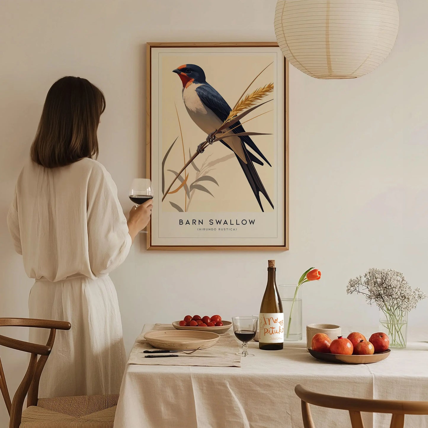 Barn Swallow Bird Framed Poster | Graceful Flight Audubon Fine Art | Cottagecore Wildlife Modern Design Print | Farm House Wall Decor