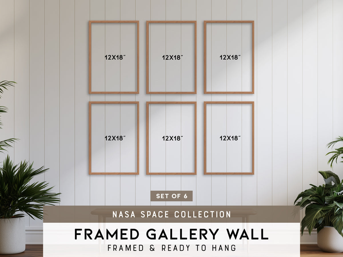NASA Space Collection Gallery Wall | Set of 6 | Gallery Wall Kit & Framed Wall Decor