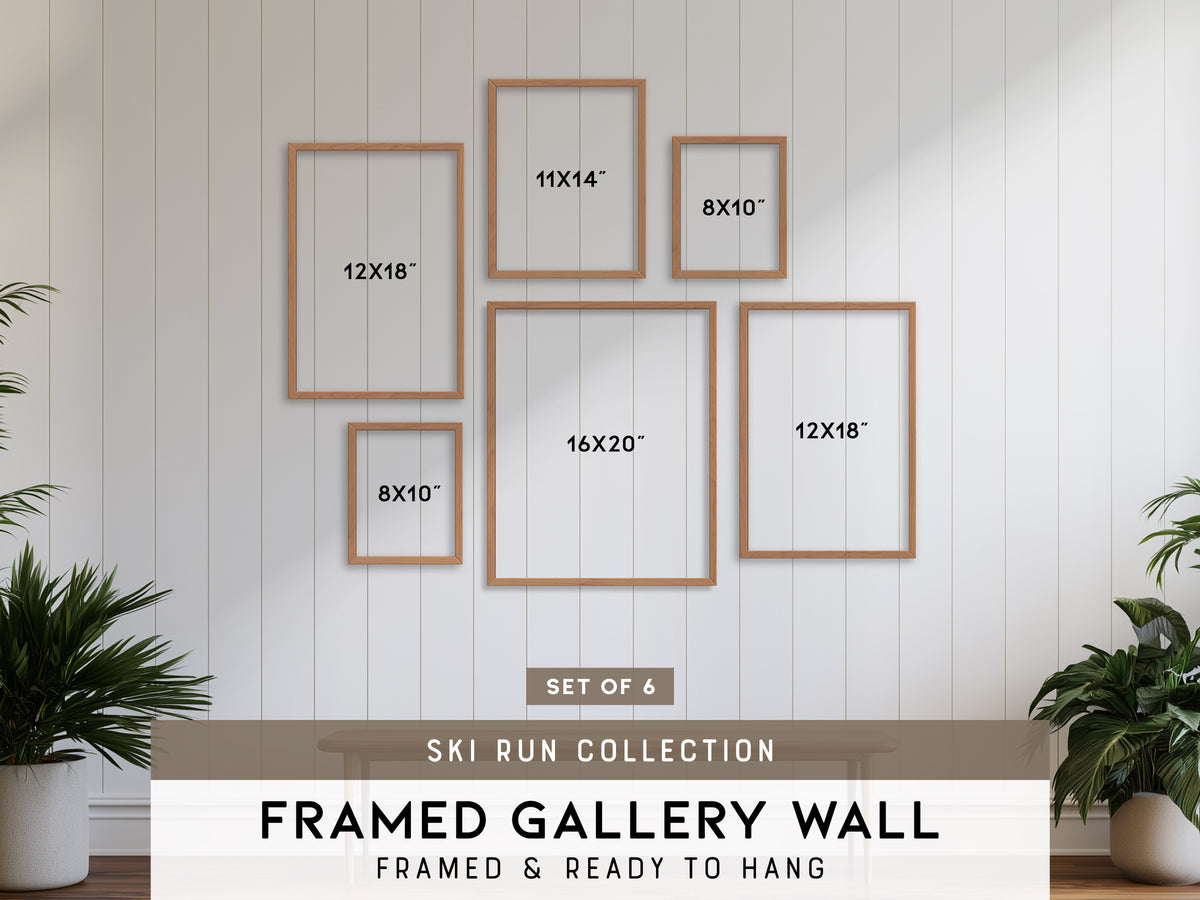 Ski Run Collection | Gallery Wall Set of 6 | Framed Wall Decor | Wall Art Bundle