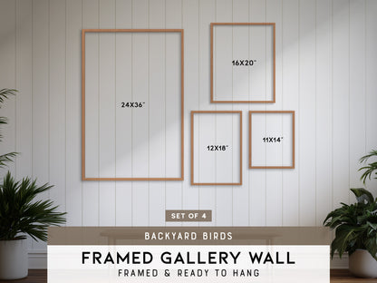 Backyard Songbirds Gallery Wall | Cardinal & Tufted Titmouse | Set of 4 Framed Bird Prints