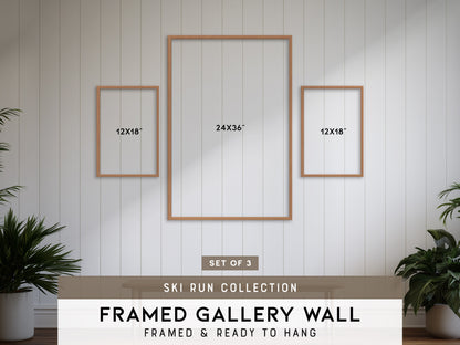 Ski Run Collection | Gallery Wall Set of 3 | Framed Art Set | Multi Piece Wall Art