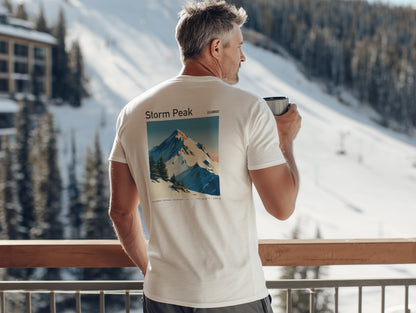 Storm Peak Steamboat Ski T-Shirt | Colorado Mountain Art Tee — design printed on the back of the t-shirt
