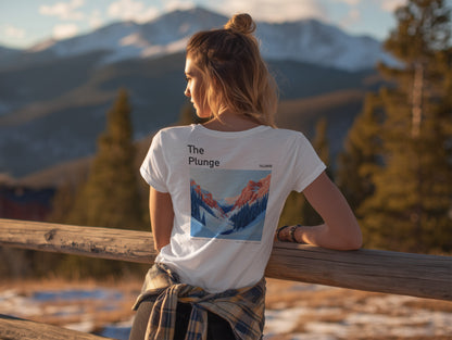 The Plunge Ski T-Shirt | Telluride Mountain Art Tee — design printed on the back of the t-shirt
