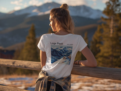 Loge Peak Ski T-Shirt | Aspen Mountain Art Tee — design printed on the back of the t-shirt