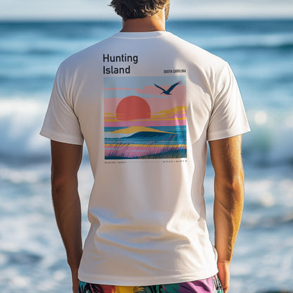 Hunting Island Surf T-Shirt | South Carolina Coast Wave Tee — design printed on the back of the t-shirt