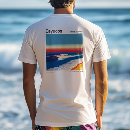 Cayucos Surf T-Shirt | Central Coast Wave Art Tee — design printed on the back of the t-shirt