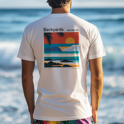 Backyards Surf T-Shirt | Hawaiian North Shore Wave Tee — design printed on the back of the t-shirt