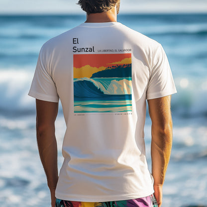 El Sunzal Surf T-Shirt | Central American Wave Art Tee — design printed on the back of the t-shirt