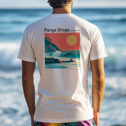 Panga Drops Surf T-Shirt | Raw Nicaraguan Wave Art Tee — design printed on the back of the t-shirt