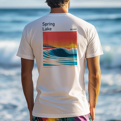Spring Lake Surf T-Shirt | Jersey Shore Wave Art Tee — design printed on the back of the t-shirt