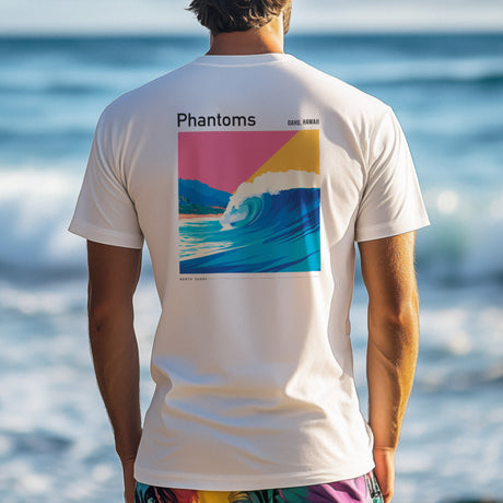 Phantoms Surf T-Shirt | Outer Reef Hawaii Wave Tee — design printed on the back of the t-shirt