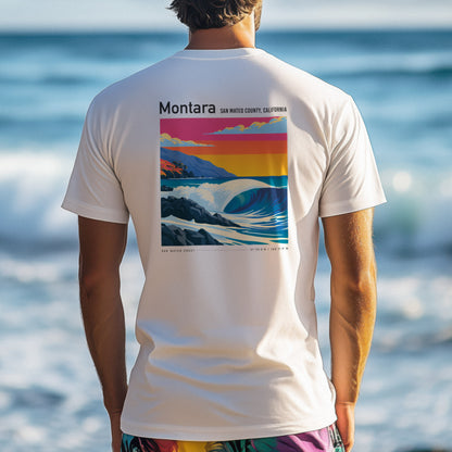 Montara Surf T-Shirt | Rugged California Coast Wave Tee — design printed on the back of the t-shirt