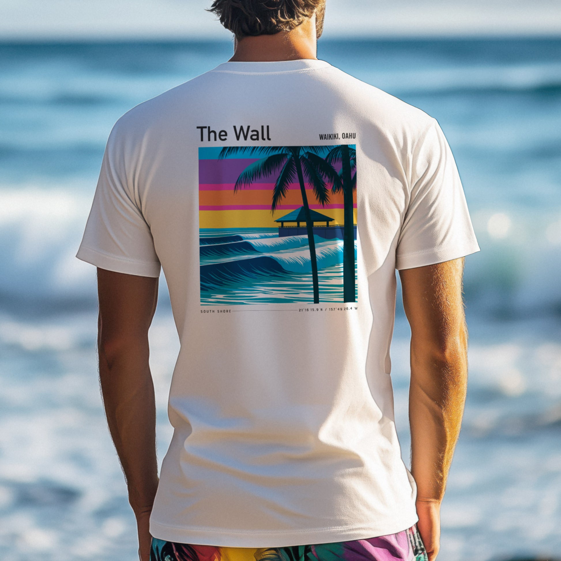The Wall, Hawaii Surf T-Shirt | Raw Power, Island Soul — design printed on the back of the t-shirt