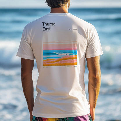 Thurso East Surf T-Shirt | Wild North Atlantic Wave Art — design printed on the back of the t-shirt
