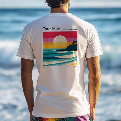Four Mile Surf T-Shirt | Wild California Coast Wave Tee — design printed on the back of the t-shirt