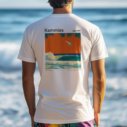 Kammies Surf T-Shirt | Hawaii Wave Art Tee — design printed on the back of the t-shirt