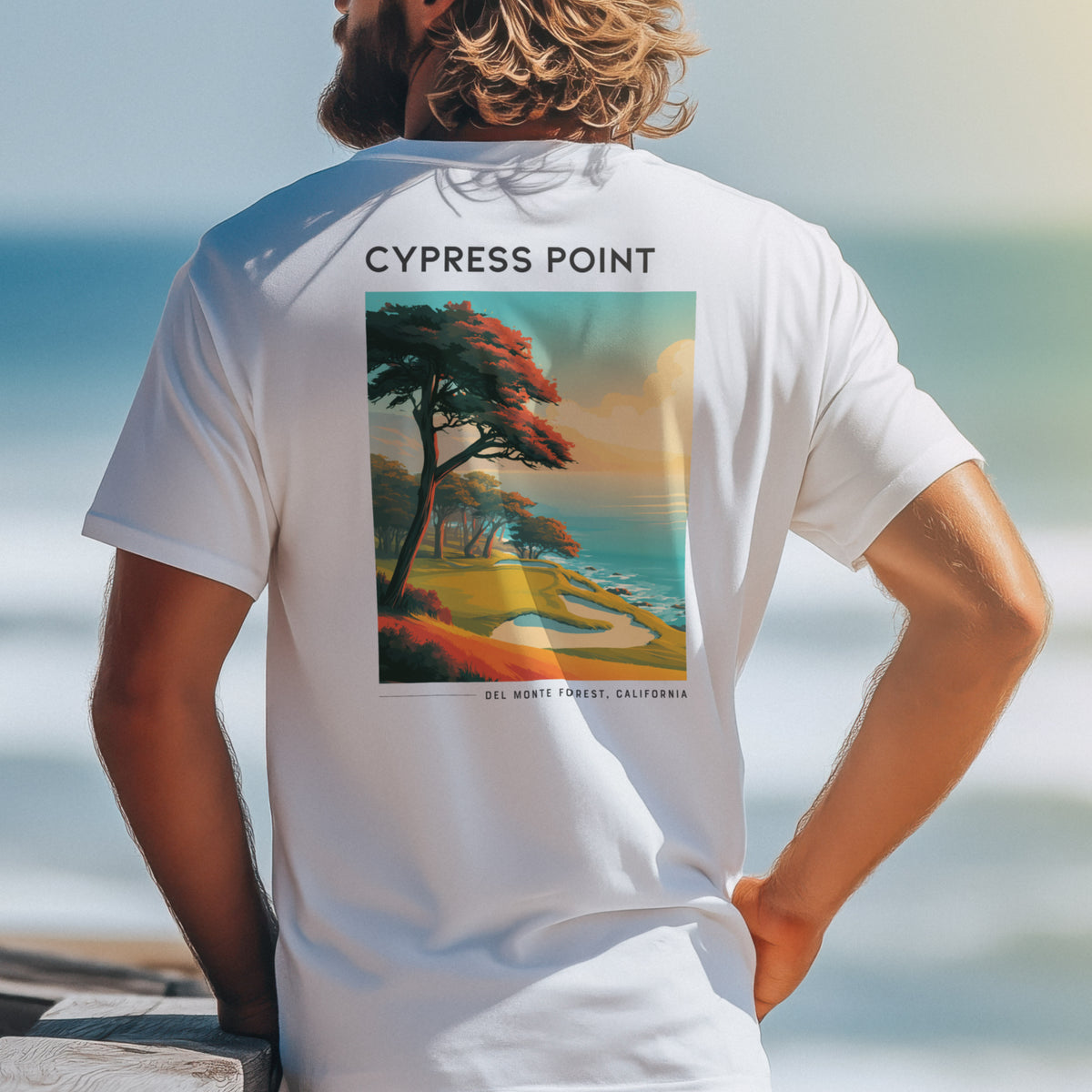 Cypress Point Golf T-Shirt | Monterey Peninsula Legend Tee — design printed on the back of the t-shirt