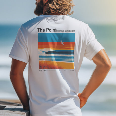 The Point, North Carolina Surf T-Shirt | Outer Banks Wave Art Tee — design printed on the back of the t-shirt