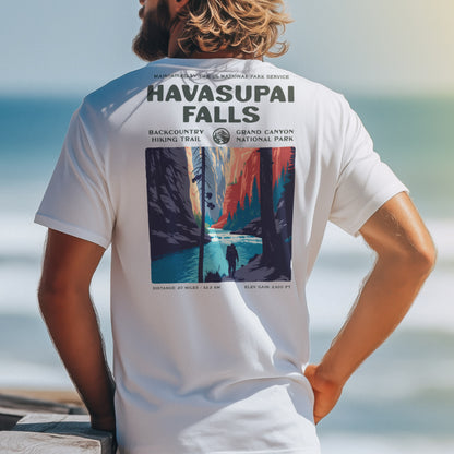 Havasupai Falls Hiking T-Shirt | Hiker Gift | Turquoise Canyon Trail Tee — design printed on the back of the t-shirt