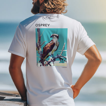 Osprey Travel T-Shirt | Wild Florida Gulf Coast Tee — design printed on the back of the t-shirt