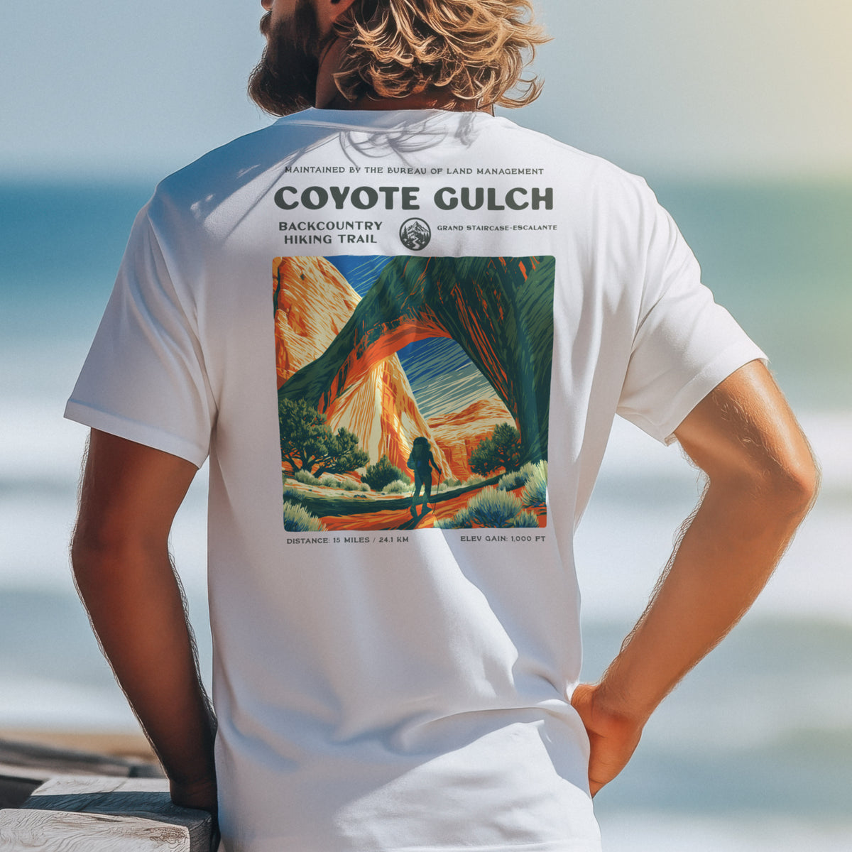 Coyote Gulch Hiking T-Shirt | Hiker Gift | Canyon Backcountry Trail Tee — design printed on the back of the t-shirt