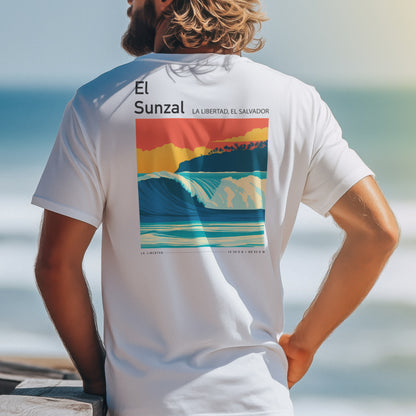 El Sunzal Surf T-Shirt | Central American Wave Art Tee — design printed on the back of the t-shirt