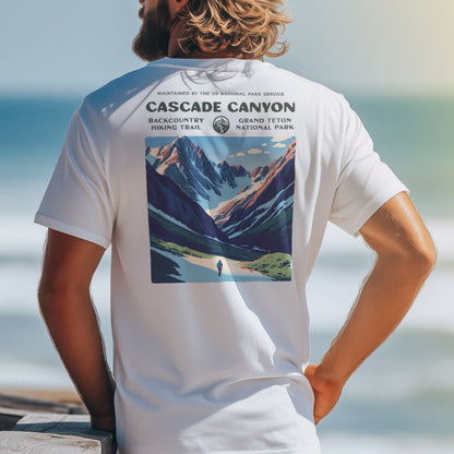 Cascade Canyon Hiking T-Shirt | Hiker Gift | Grand Teton Trail Tee — design printed on the back of the t-shirt