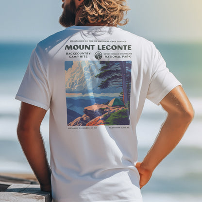 Mount LeConte Hiking T-Shirt | Hiker Gift | Smoky Mountains Trail Tee — design printed on the back of the t-shirt