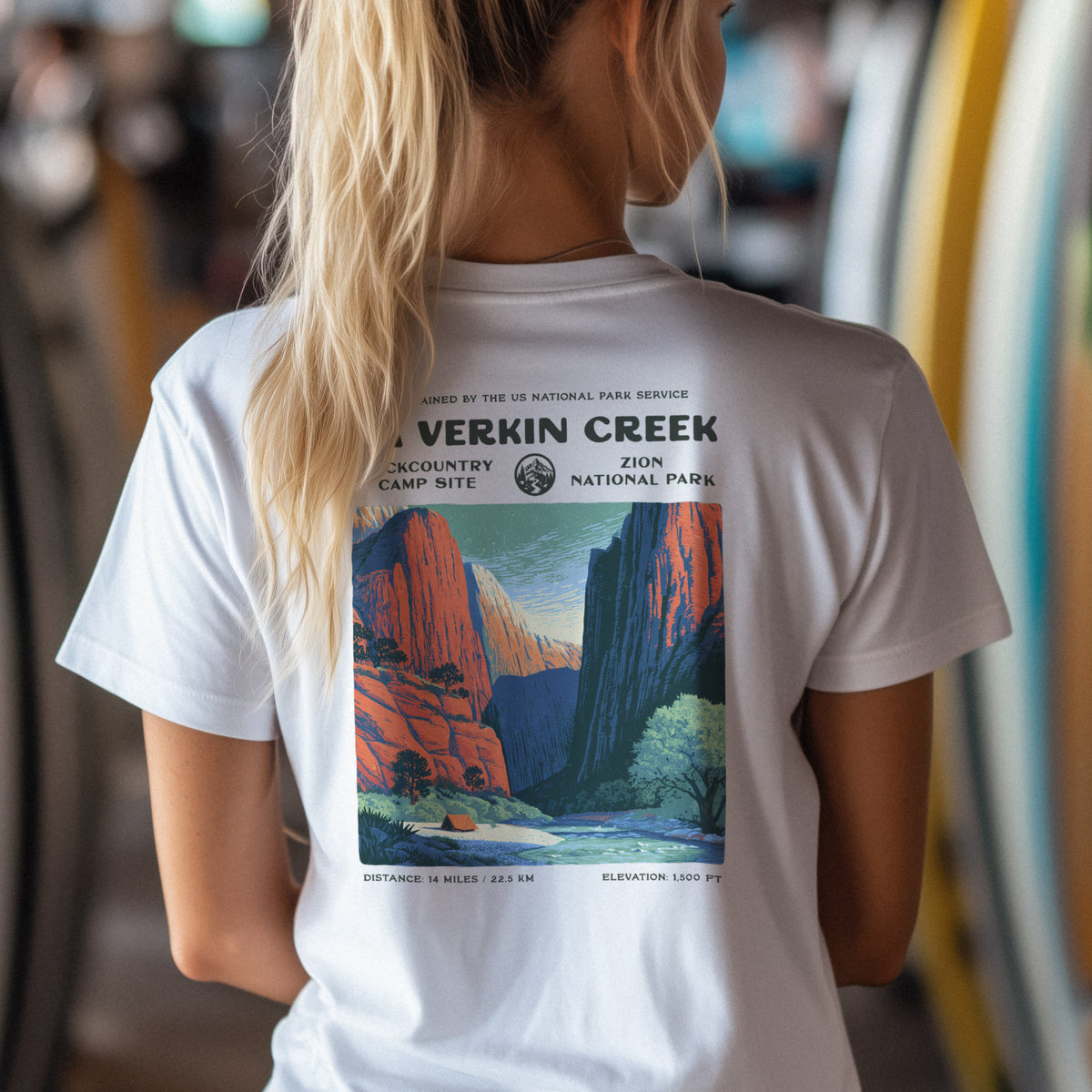 La Verkin Creek Hiking T-Shirt | Hiker Gift | Zion Backcountry Trail Tee — design printed on the back of the t-shirt
