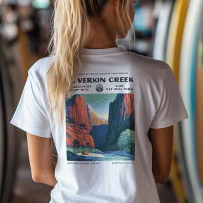 La Verkin Creek Hiking T-Shirt | Hiker Gift | Zion Backcountry Trail Tee — design printed on the back of the t-shirt