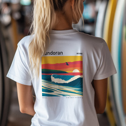 Bundoran Surf T-Shirt | Wild Atlantic Wave Art Tee — design printed on the back of the t-shirt