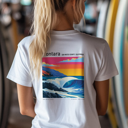 Montara Surf T-Shirt | Rugged California Coast Wave Tee — design printed on the back of the t-shirt