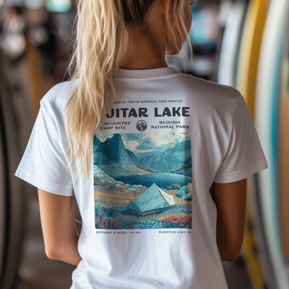 Guitar Lake Hiking T-Shirt | Backpacker Gift | High Sierra Wilderness Tee — design printed on the back of the t-shirt