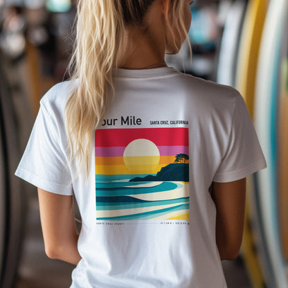 Four Mile Surf T-Shirt | Wild California Coast Wave Tee — design printed on the back of the t-shirt