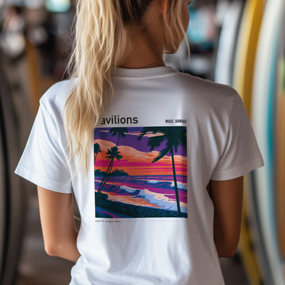 Pavilions Surf T-Shirt | Hawaii Wave Art Tee — design printed on the back of the t-shirt