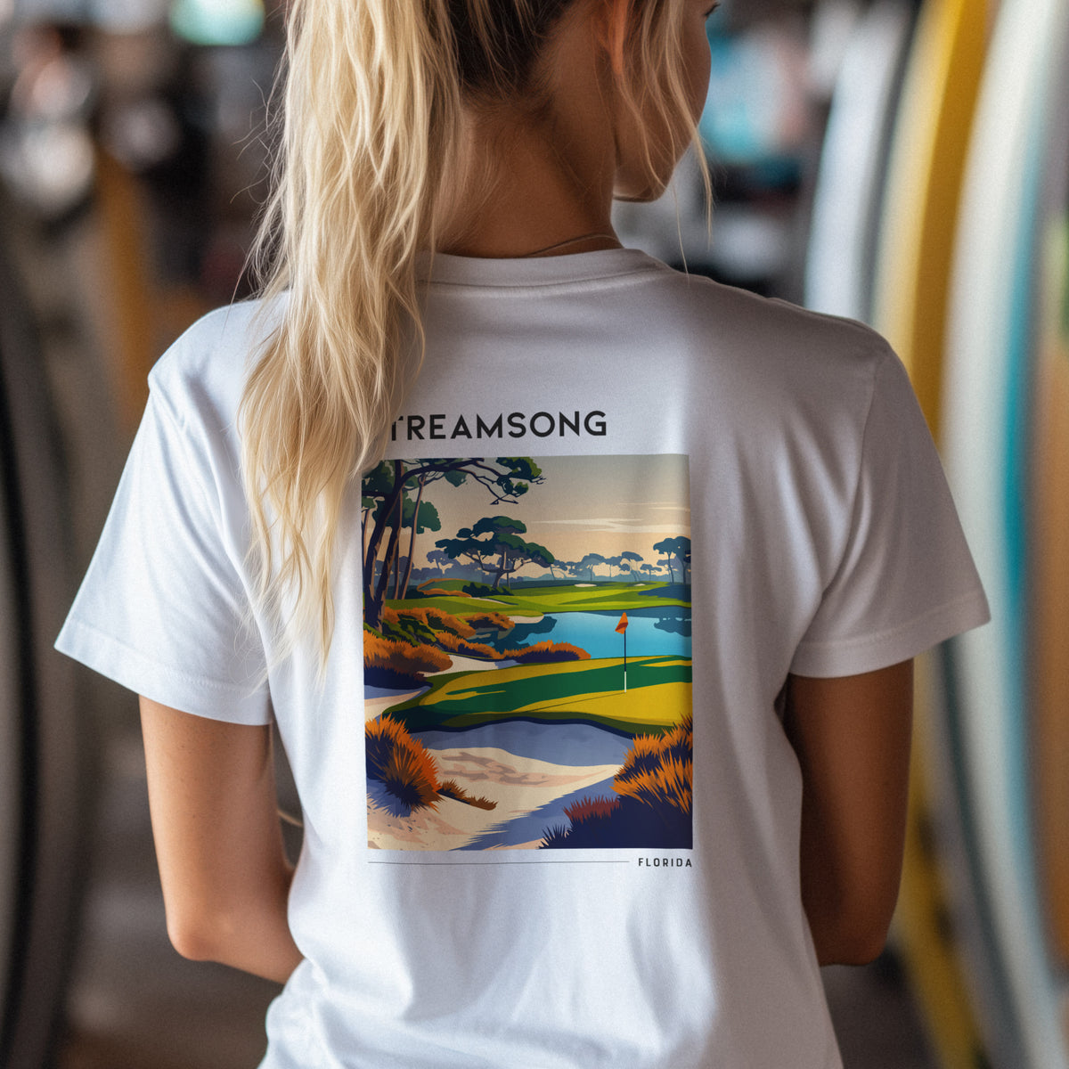 Streamsong Golf T-Shirt | Florida's Wild Links Tee — design printed on the back of the t-shirt