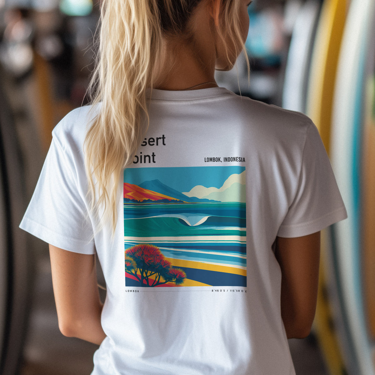Desert Point Surf T-Shirt | Remote Reef Legend Tee — design printed on the back of the t-shirt