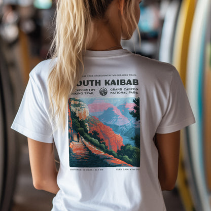South Kaibab Hiking T-Shirt | Hiker Gift | Rim to River Trail Tee — design printed on the back of the t-shirt