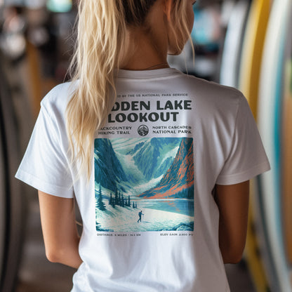 Hidden Lake Lookout Hiking T-Shirt | Hiker Gift | North Cascades Trail Tee — design printed on the back of the t-shirt