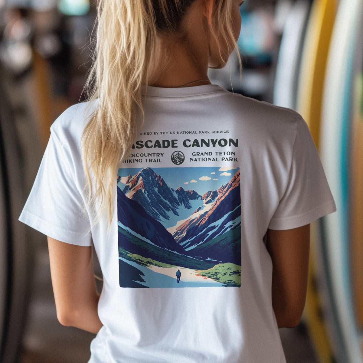 Cascade Canyon Hiking T-Shirt | Hiker Gift | Grand Teton Trail Tee — design printed on the back of the t-shirt